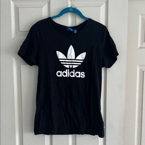 Adidas Black Tee with White Trefoil Logo